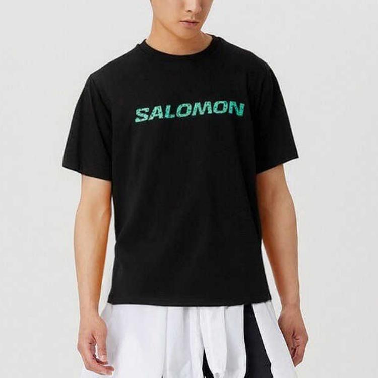 Salomon Amphi Terrazzo Outdoor Series Logo Graphic Round Neck Quick-Dry Pullover Short Sleeve T-Shirt Men Tops Black C26992