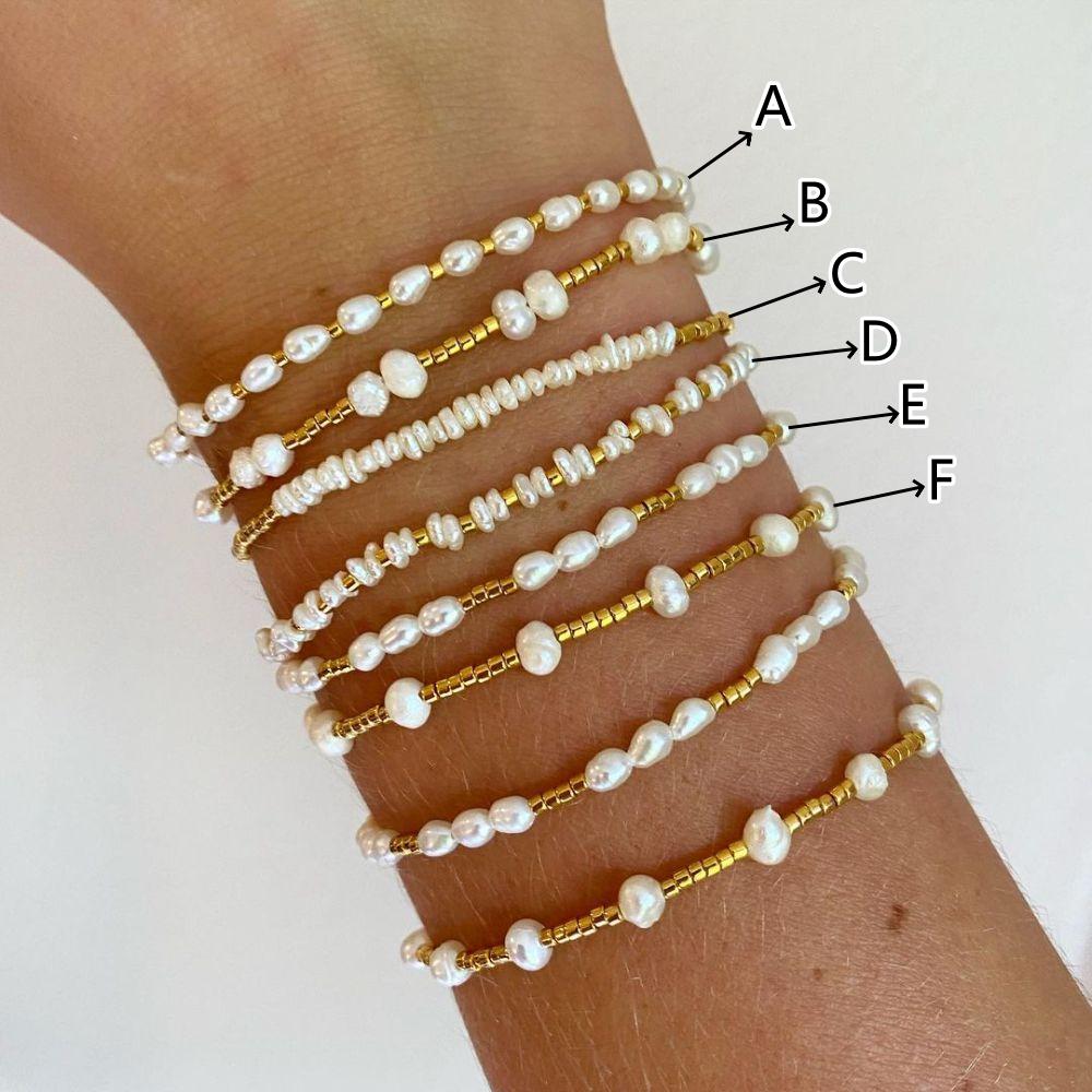 Vlen Stackable Freshwater Pearl Bracelet for Women Gold Color Miyuki Beads Adjustable Minimalist Fashion Dainty Jewelry Gift only one piece