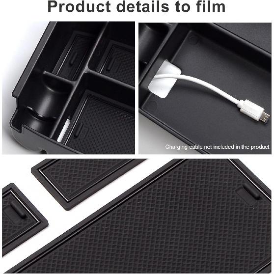 Center Console Organizer Coin Container - Compatible with Ford Escape 2020-2024,Bronco Sport 2021-2024 Armrest Box Long Compartment Storage Tray