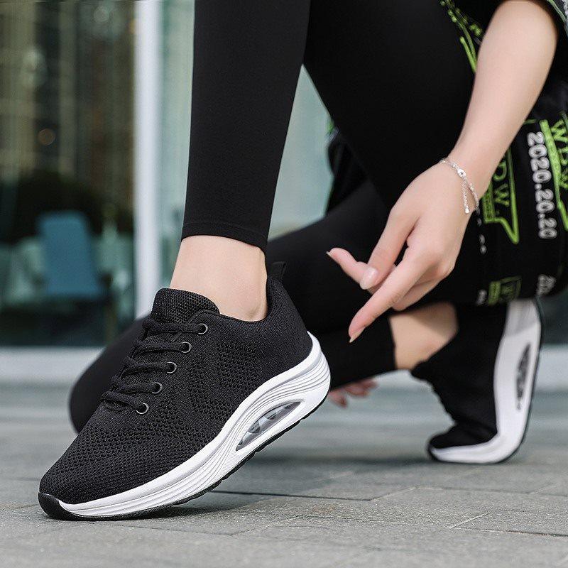 Dames Nye Mesh Kilehæl Høydeøkende Grunne Fritidssko