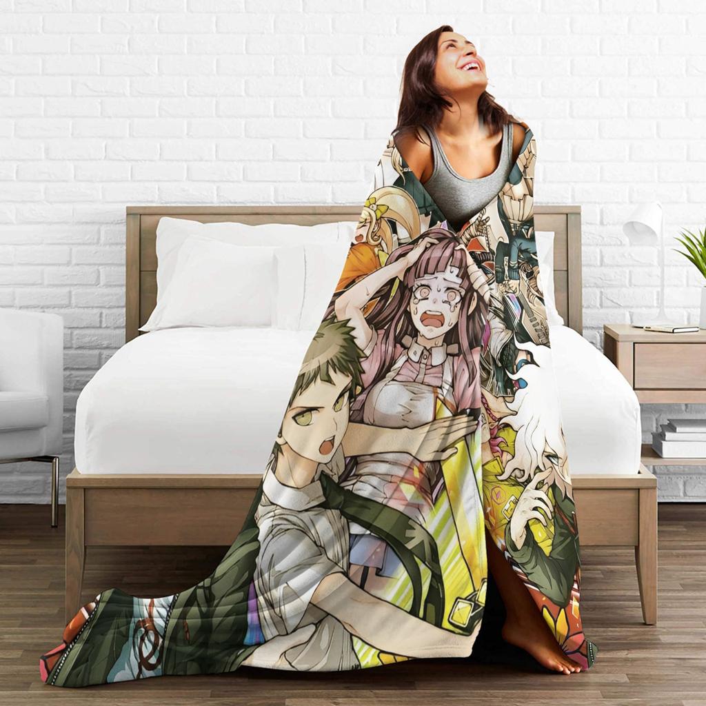 Danganronpa Game Anime Blankets Monokuma Nagito Flannel Novelty Warm Throw Blankets for Bedspread All Season Couch