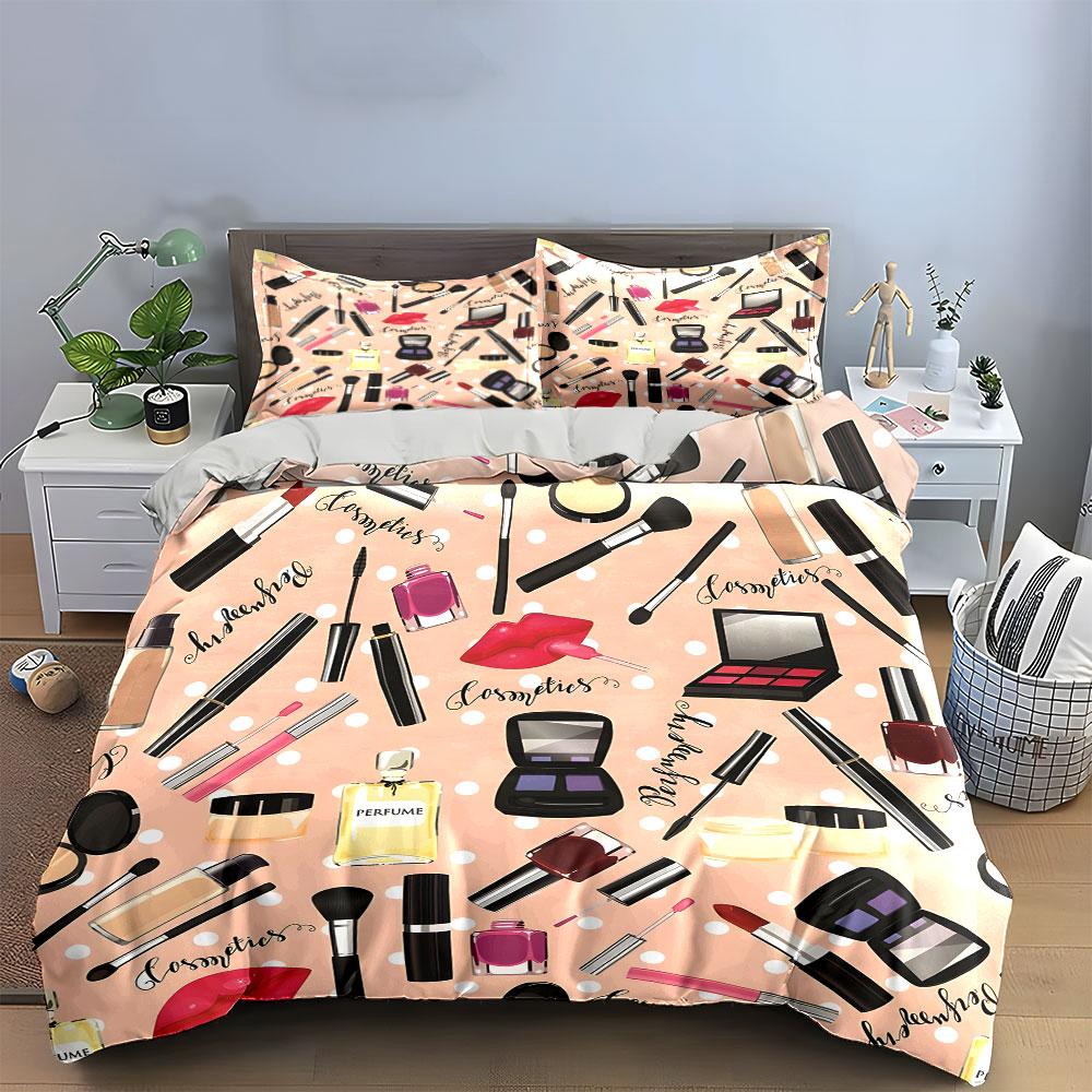 Makeup Pattern Bedding Set Bedding Duvet Cover Set Duvet Cover Pillowcases (1 * Duvet Cover 2 * Pillowcases, Without Duvet Insert)