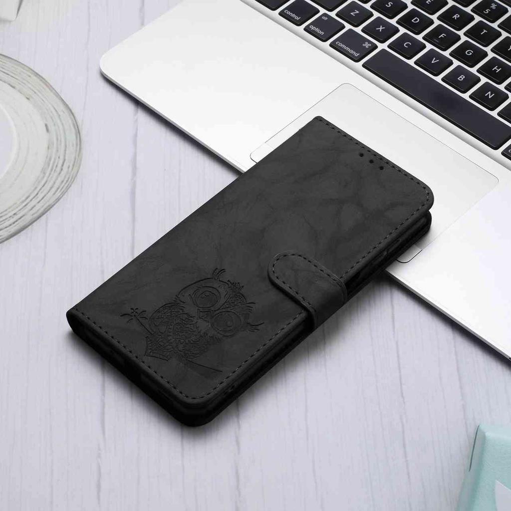 8-Color Owl Embossed Pattern Flip Card Design Wallet Case for Nokia C12 C2 C210 C22 C310 C32 G310 XR21...