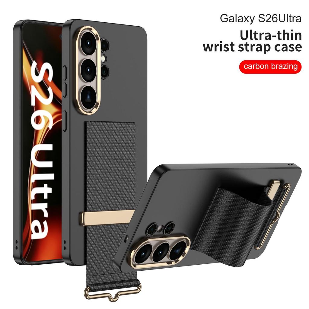 Samsung S26 Ultra-Thin Drop-Proof Wrist Strap Case: Fashionable, Solid Color, Fine Hole Design