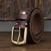 Belt Men's Thick Retro Vegetable Tanned Cow Leather Brass Buckle Belt Men's Casual Rough Fashion