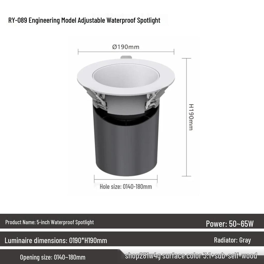 IP65 Waterproof Commercial Ceiling Spotlight for Hotels and Plazas
