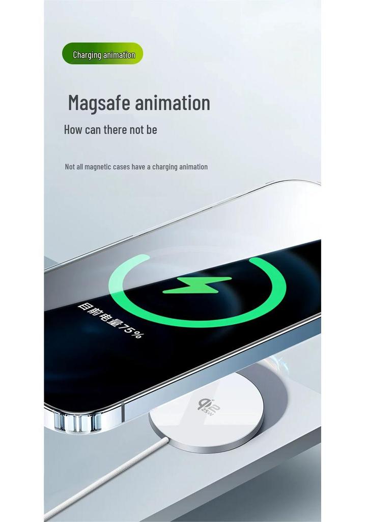25W Magnetic Fast Charging Qi2.2 Wireless Charger, Slim & Cool, Compatible with Apple Phones 12-17.