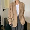 Summer New Product Thin Drape Loose Suit Jacket Women, Lapel Commuter Small Suit Mid-length Khaki