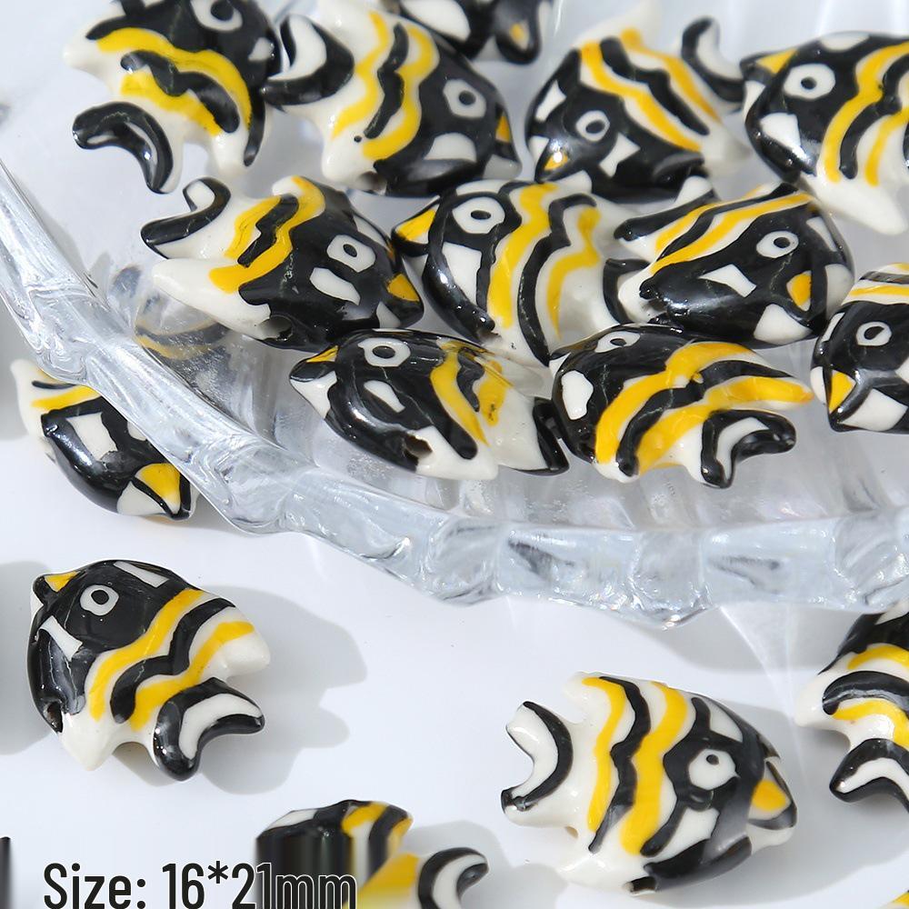 3D Ceramic Panda Heart Flower Beads for DIY Bracelets