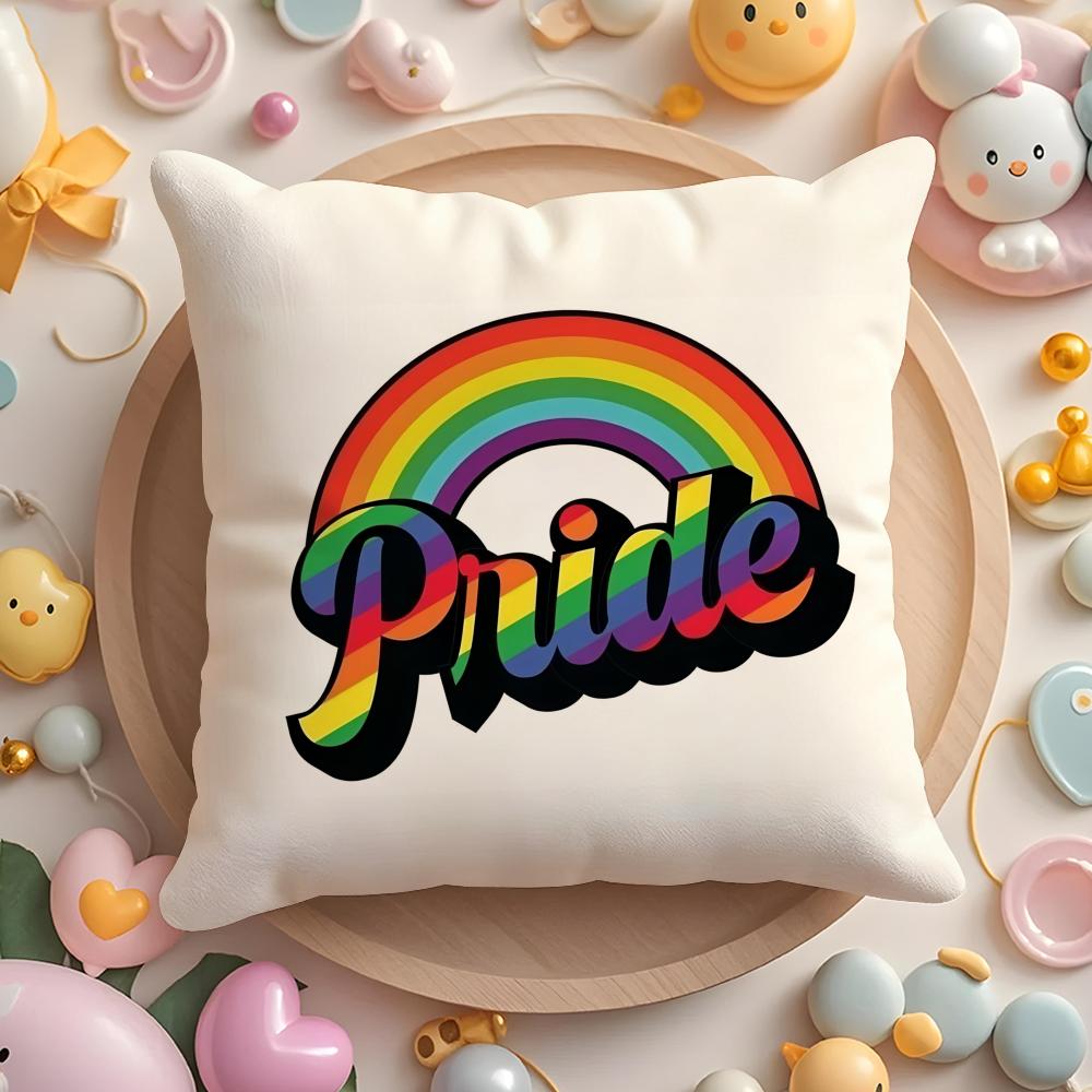 Pride Month Heart Cushion Cover Plush Fabric Soft Double-Sided Printed Sofa Warm Winter Home Gift Pillow Case