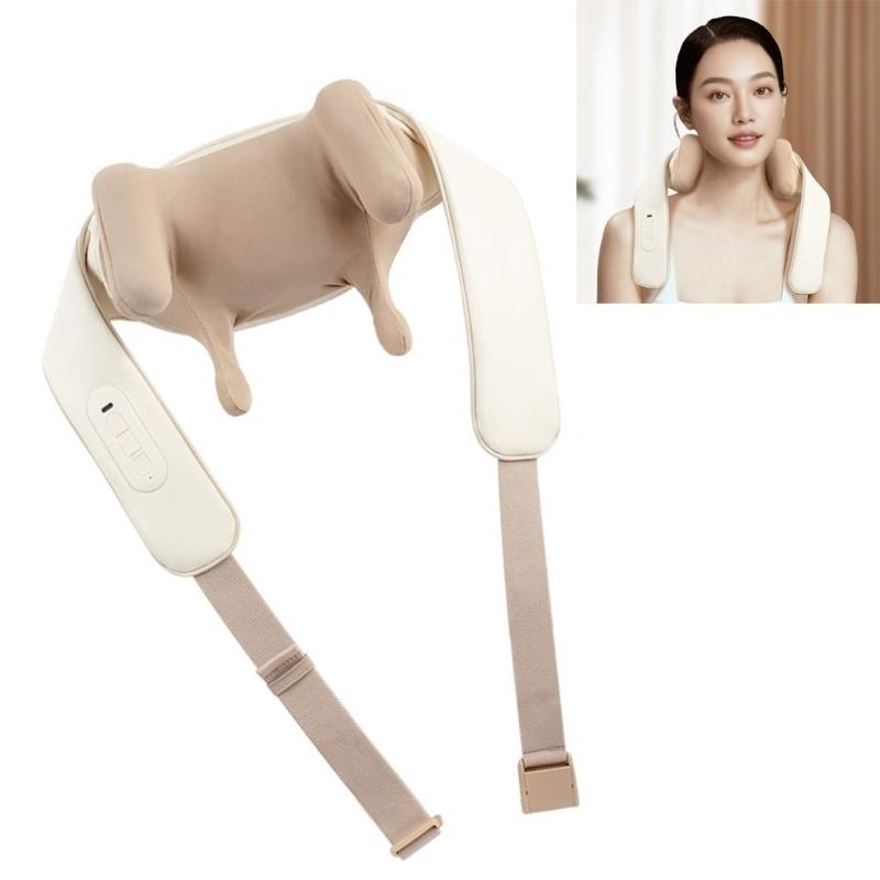 Rechargeable PU Leather Massagers 5 Levels Width Deep Kneadings Devices with Heat Function for Neck Back Pains Relief
