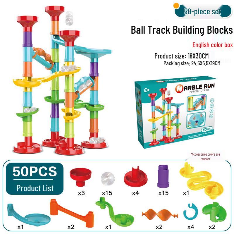 Interchangeable Marble Run Maze Building Set: Cross-Border Catapult Adventure