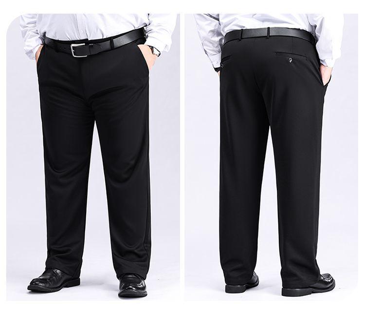 Men's Plus Size Elastic Waist Pants - Loose, Straight, Casual, Mid-Aged Style, Thickened, Plus Velvet