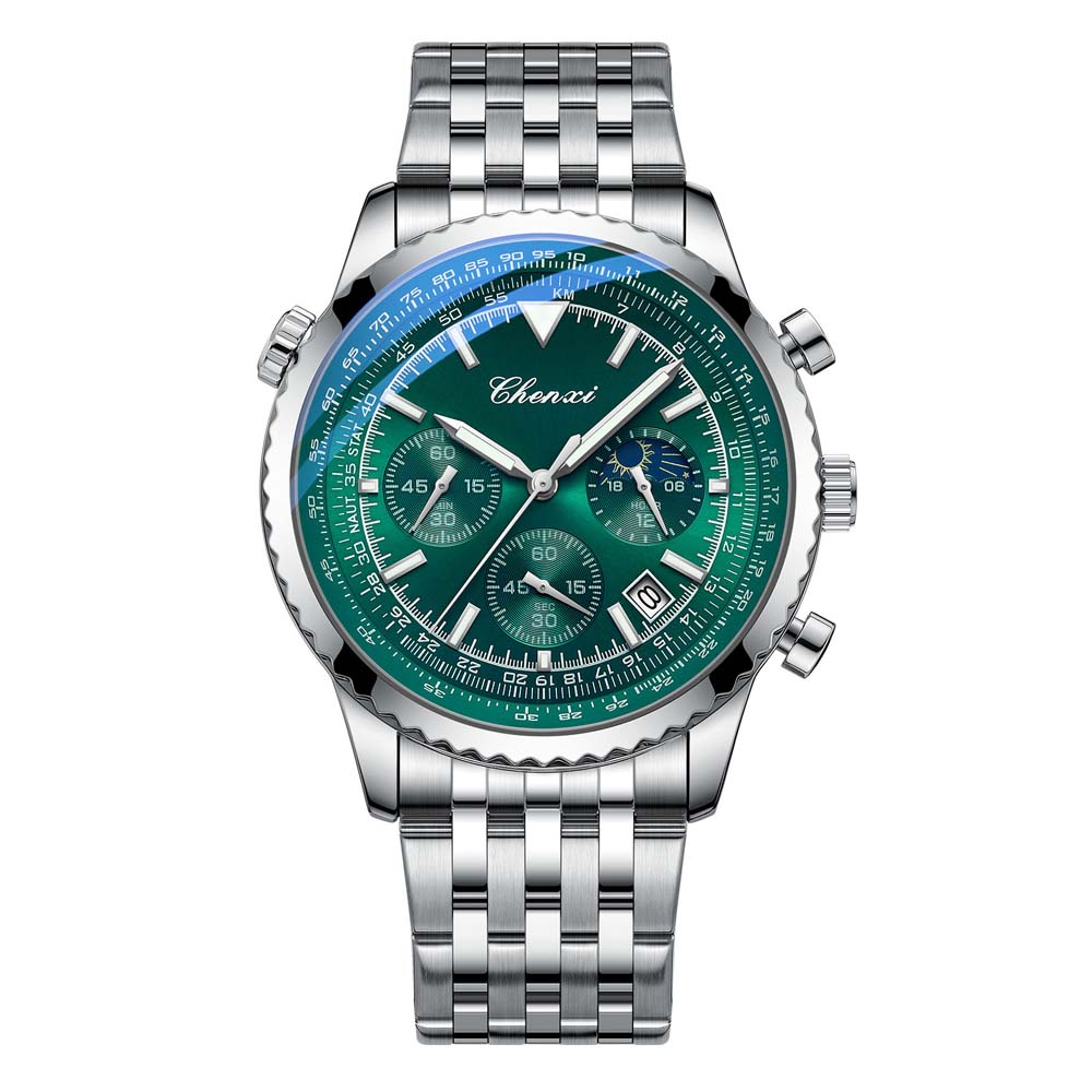 CHENXI Men's Watch Multifunction Classic Sport Quartz Moon Phase Chronograph Wristwatch Man Gifts Waterproof Reloj Hombre