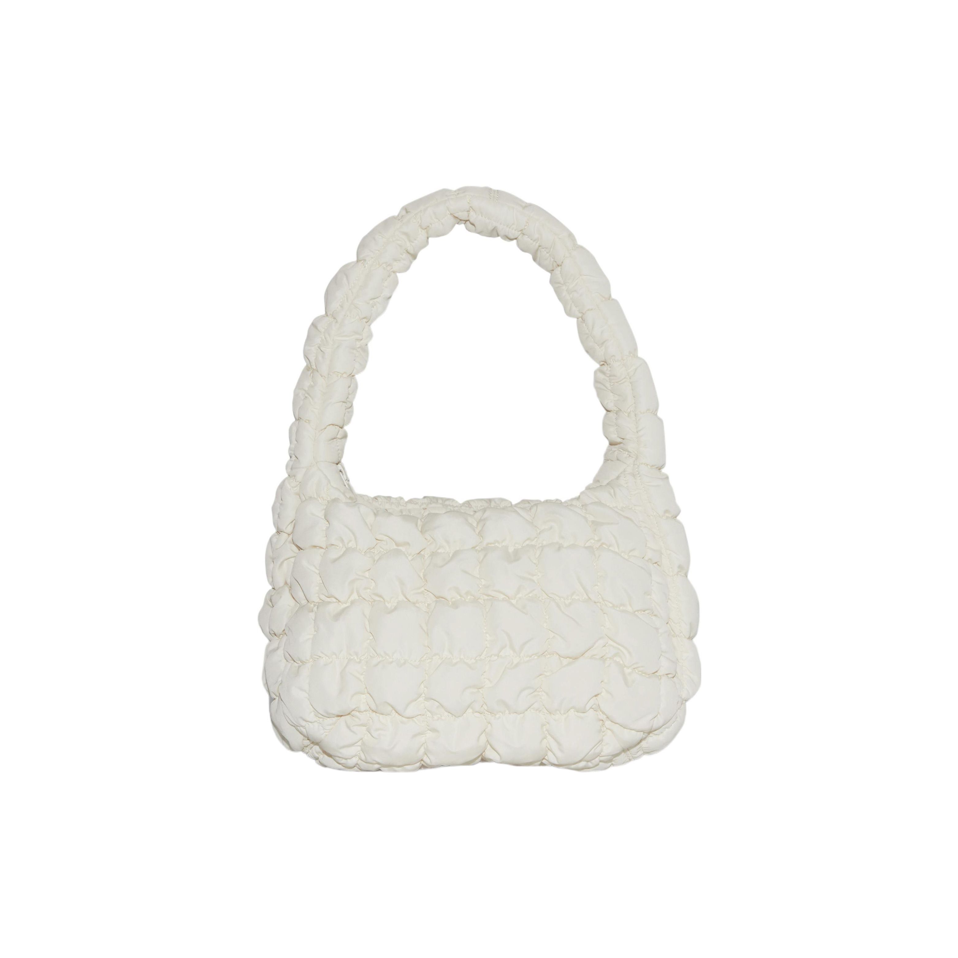 COS Quilted Zipper Closure Polyester Cloud Bag Mini Women Shoulder Bags White 973537033 Mini