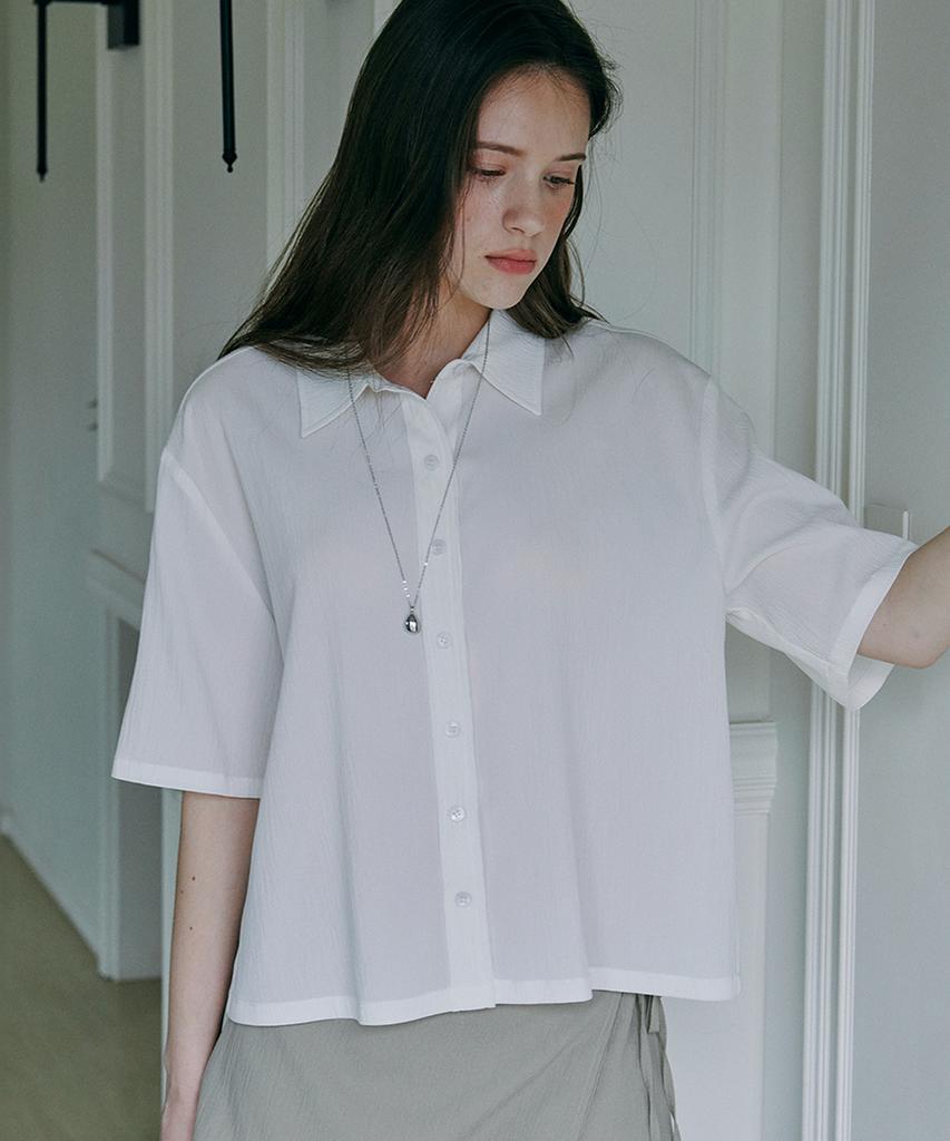 MALOUPE 4213 Crinkle Short Sleeve Shirt (Cream)