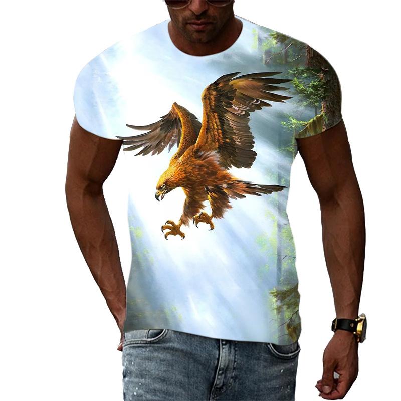 XXS-6XL Plus Size T-shirt 3D Printed Funny Eagle T Shirt For Men Cool Animal Pattern Tees Summer Loose O Neck Short Sleeve Tops