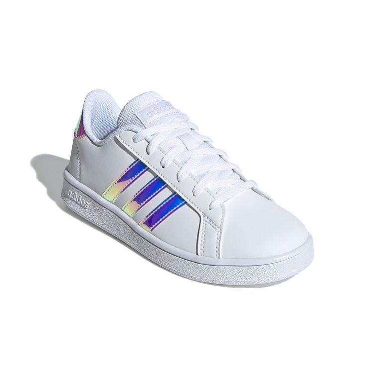 Adidas Neo Grand Court Leather Breathable Low-Top Sneakers Kids Sneakers White Blue FW1274