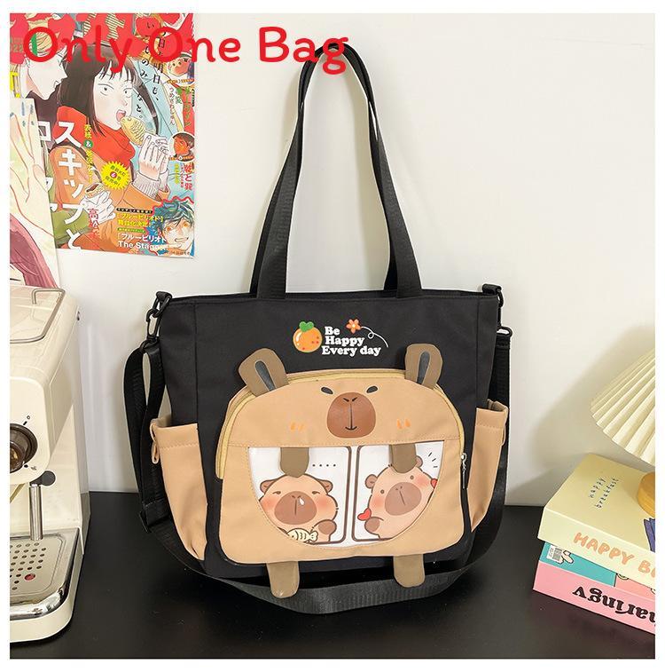 Cartoon Student Tote Bag With Large Capacity And Colorful Contrast For Daily Use