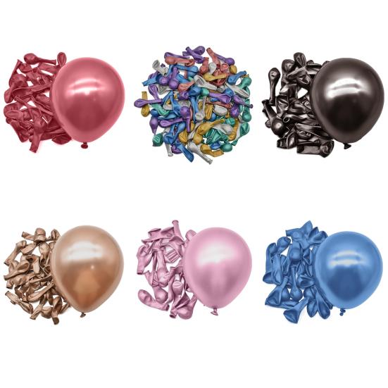 50Pcs 5 Inches Metallic Balloon Shiny Multi-colors Thicker Leakproof Anti-burst Scene Layout Tear-resistant Wedding Party Decor Latex Balloon