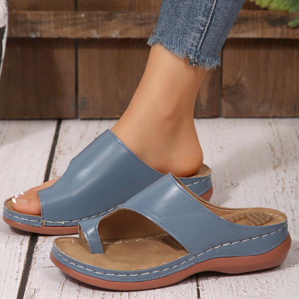 Mode Gold Slip Zehen Weiche Sohle Sandalen Damen Sommer 2025 Bequeme Plattform Lässige Pantoletten Frau PU Leder Übergröße Flache Hausschuhe