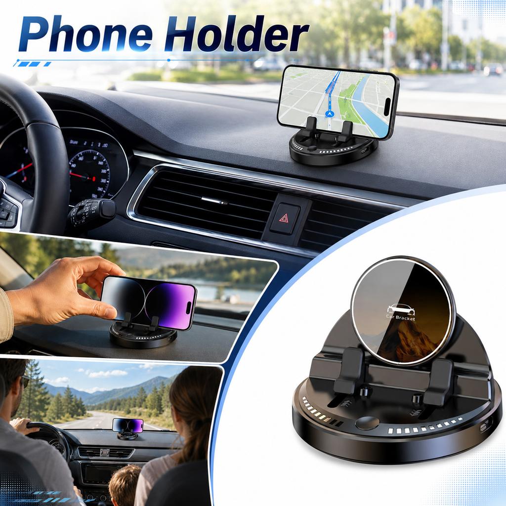 Car Bracket Multi-Functional Dashboard Phone Holder Wireless Charging Non-Slip Pad Stand Compatible with Navigation Devices and Smartphones