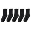 5 Pairs /Lot Socks for Women Ruffle Middle Tube Ankle Short Breathable Black White Set Spring Autumn