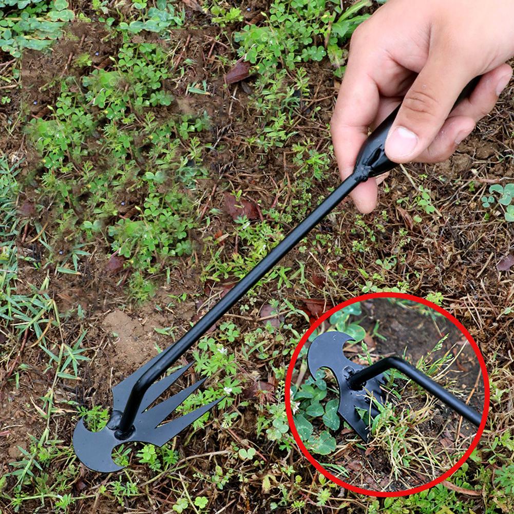 2PCS Weed Puller Tool Weeding Artifact 4 Teeths Dual Purpose Manual Weeders