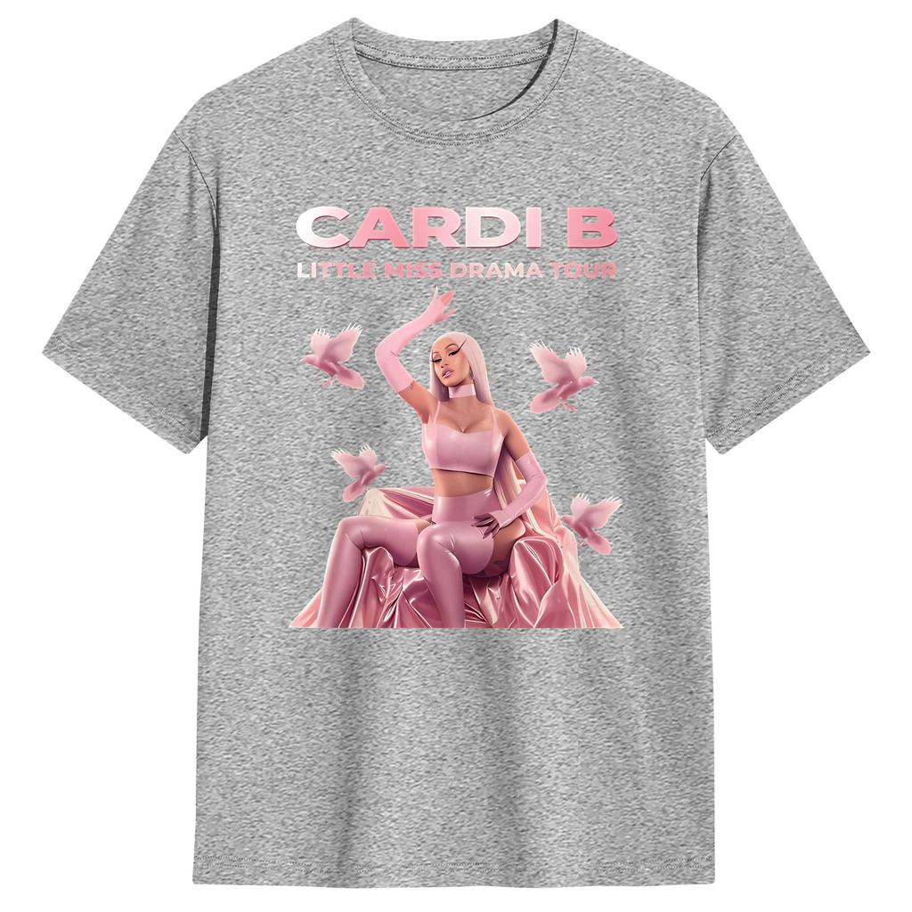 Cardi B Little Miss Drama Tour 2026 T Shirt Harajuku TShirts Short Sleeve Funny Tops Summer Pure Cotton Plus Size Tees