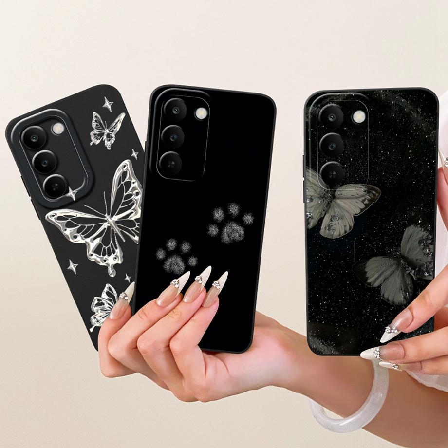 Per Realme C83 C100 Custodia per Telefono Floreale Margherita Estetica Luna Notte Modello Fiocco Funda Copertura Posteriore in Silicone Morbido Opaco Realme P4 Lite
