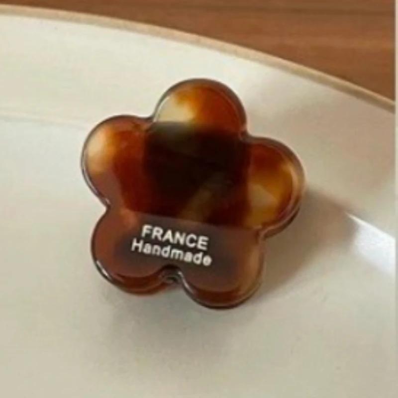French-style Acetate Small Flower Hair Clip for Women Cute Korean Half-ponytail Hair Clip Mini Simple Bang Clip Retro Hair Clip