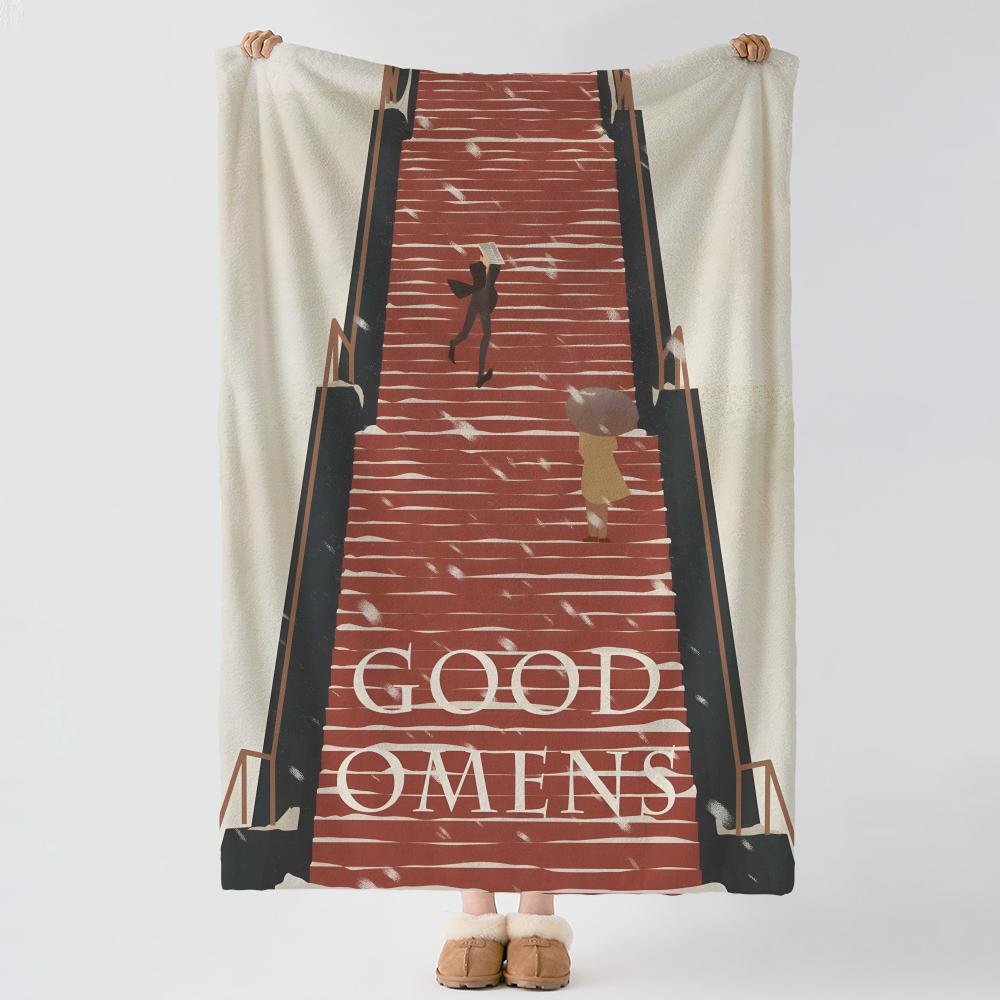 drama G-Good Omens-S Throw Thick Comfort Flannel Quilt, Multi-scene Use Indoor Outdoor Daily Nap