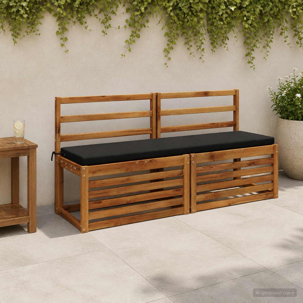 Bench Cushion SOEST 100percent Polyester Black 150 x 40 x 5 cm