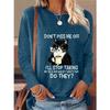 Round Neck 3D Printed Animal Pattern Top Fashionable Casual Long Sleeved Women's T-shirts