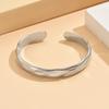 European-American Baroque Hammered Texture Open Stainless Steel Bracelet with Gold Plating for Women