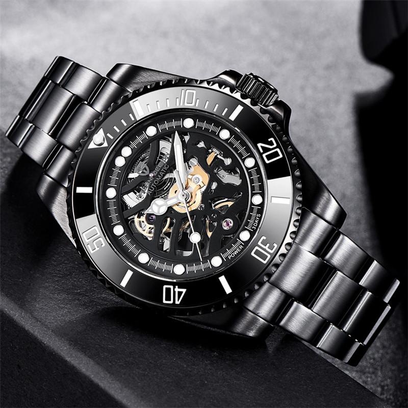 Pagani Design Automatic Mechanical Male Wristwatch Sapphire Glass Top Brand Luxury Black Stainless Steel Skeleton Men Watch 1659