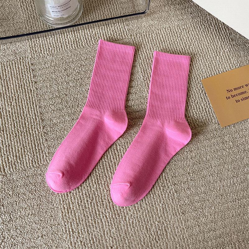 Women's Trendy Candy Color Thin Mid-Calf Socks - Colorful Japanese Style Summer Pile Socks