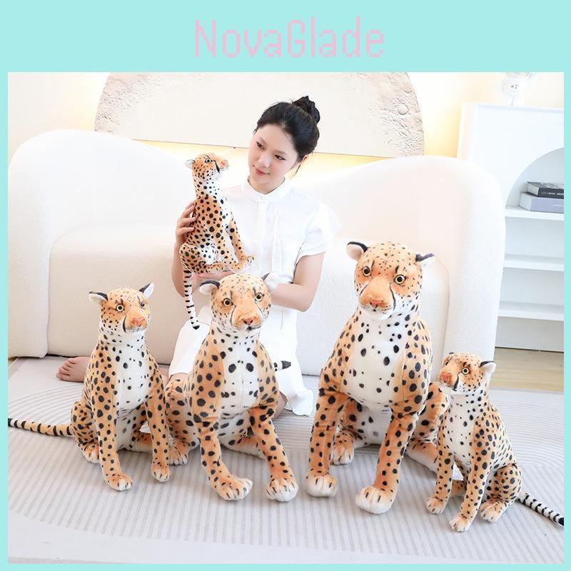 Realistic Leopard Plush Toy Soft Stuffed Cheetah Doll For Kids And Collectors