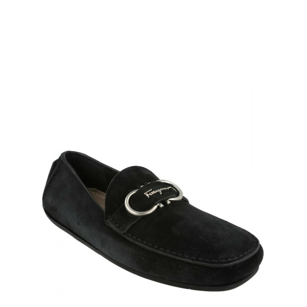 Salvatore Ferragamo Palinuro Suede Loafers Black