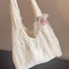 Korean Small Fresh Lace Flower Canvas Bag Women's New Large-capacity Shoulder Support Bag Commuter Armpit Bag
