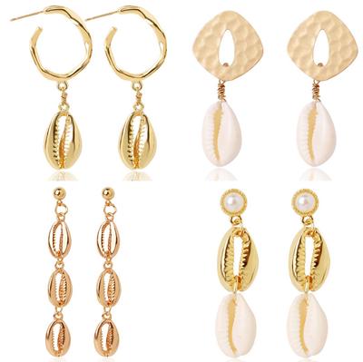 Conch Shell Earrings Trend Marine Alloy Natural Shell Earrings Female Trendy Earrings 2025 Lightweight Earrings for Sensitive Ears Everyday Jewelry