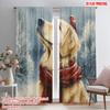 2pcs,2D Plane Printing Curtain Fabric Cute Dog Versatile 100% Polyester (without Rod) Art Deco Festive Use for Living Room,