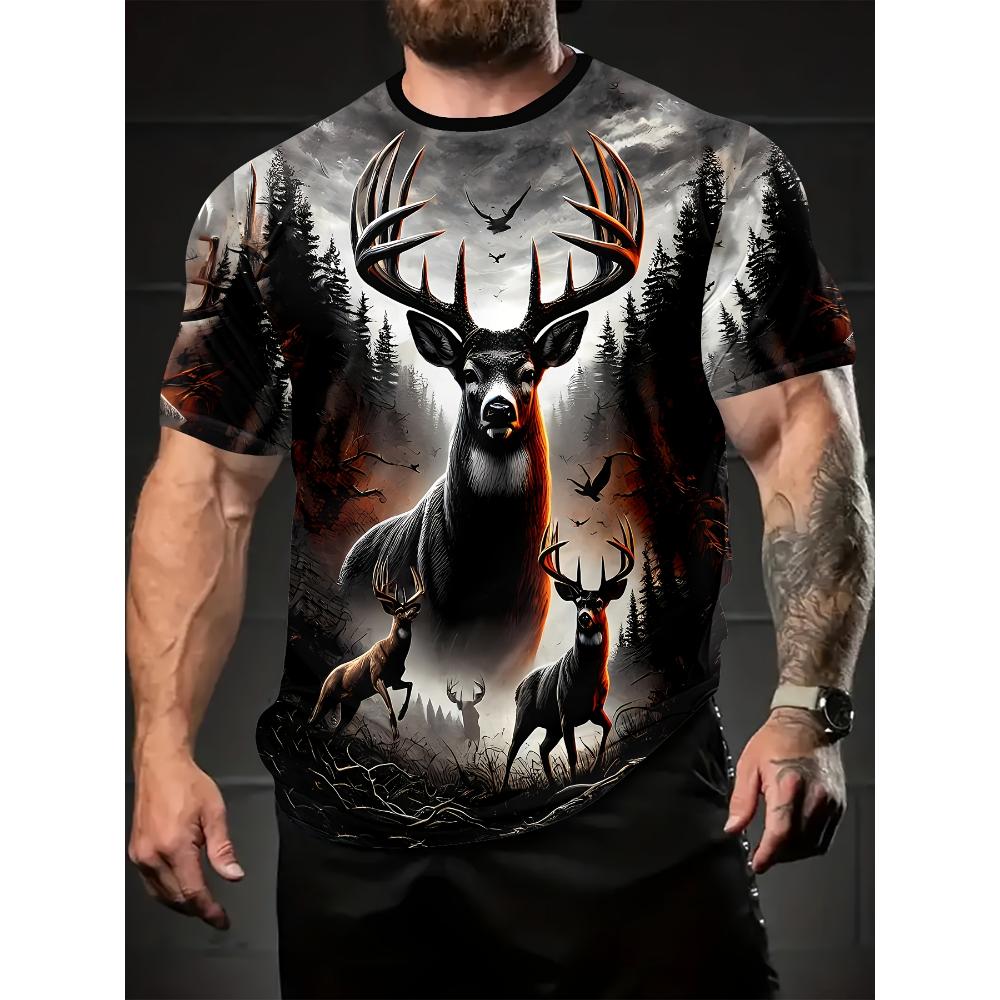 Men's 3D Thunder Dragon Print Crew Neck Short Sleeve T-Shirt Breathable Stretch Fashion T-Shirt Outdoor Casual Party T-Shirt