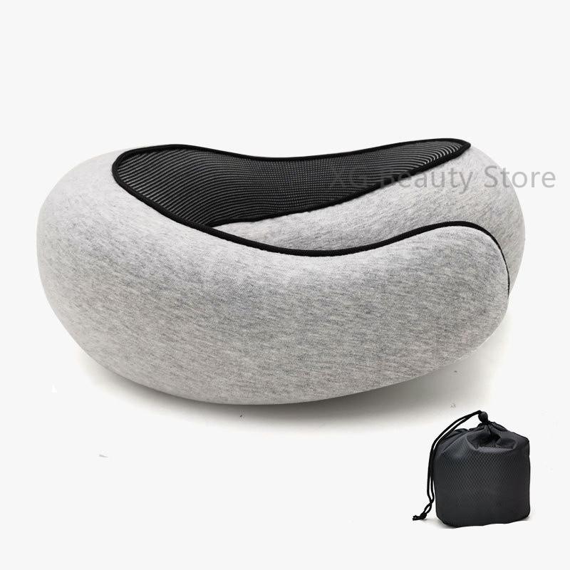 Portable Black Foldable U-Shaped Neck Pillow Memory Foam Travel Pillow Neck Cushion Durable Undeformable Airplan With Bag
