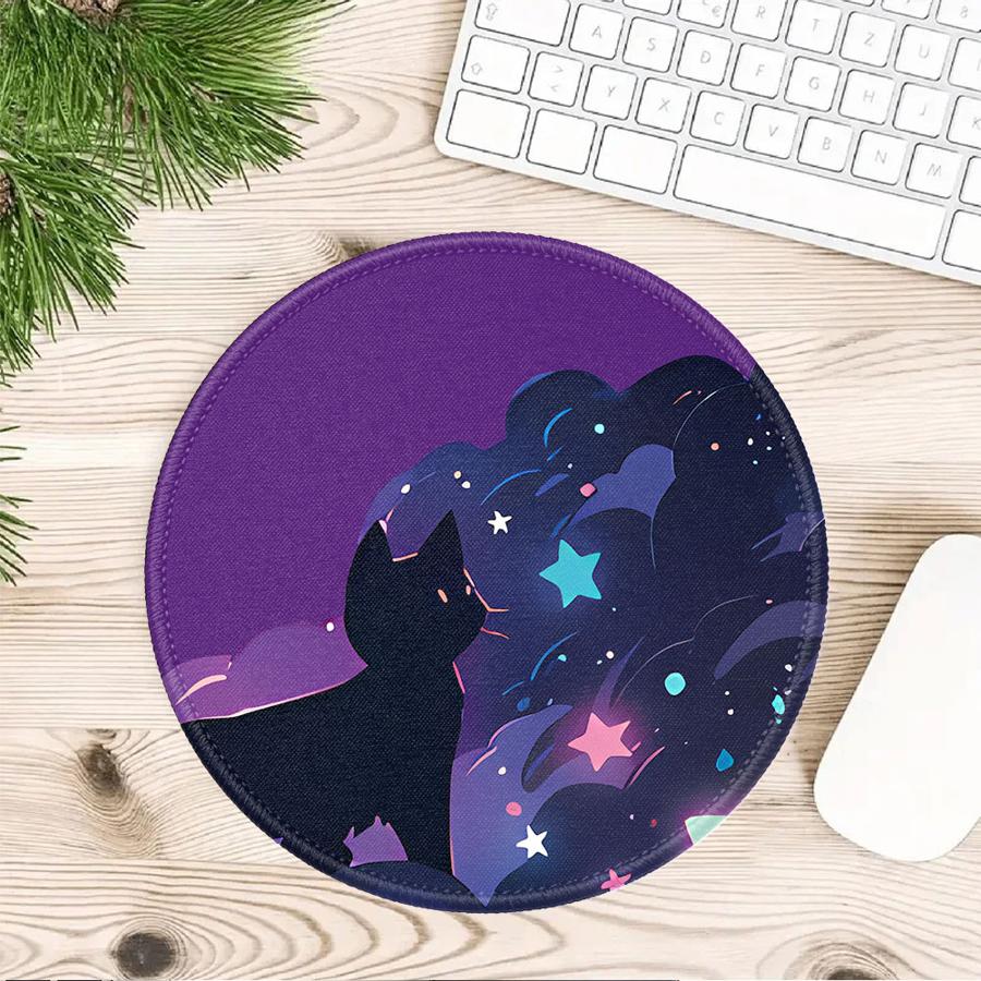 Black Cat Starry Night 1pc Mouse Pad Computer Laptop Pad Game Console Pad Office Pad Keyboard Mouse Pad Desk Accessories