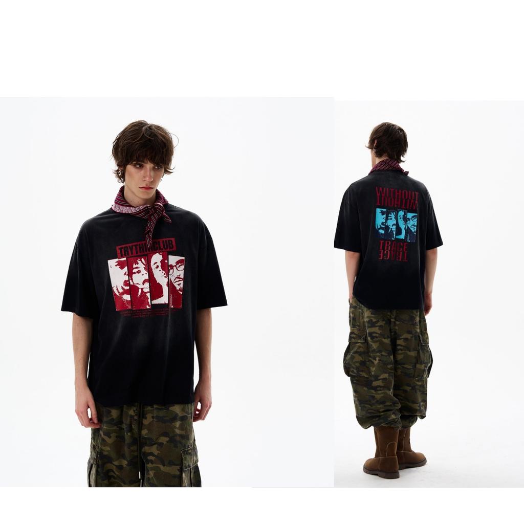 Portrait Print Fashionable Street Trendy Casual TShirt Mens and Womens Luxury Brand Top