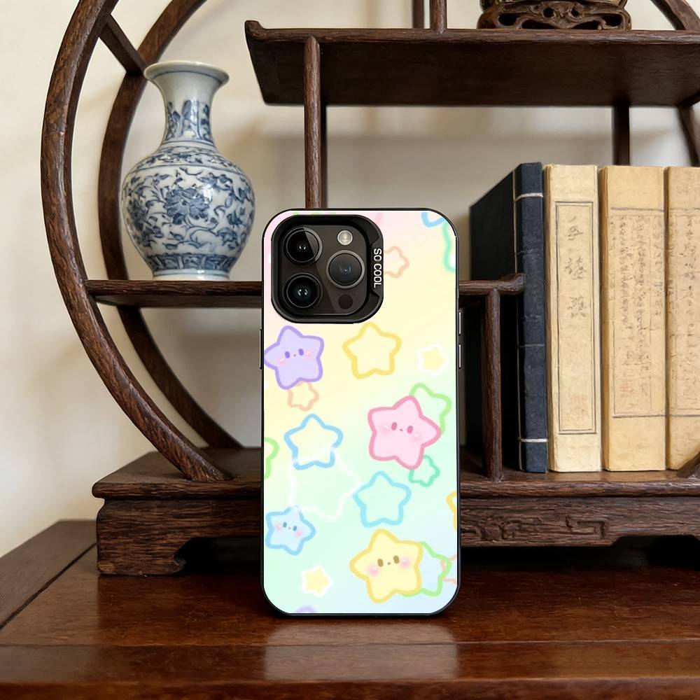 C-Cute cartoon star pattern Phone Case For IPhone 16 17 15 14 12 13 Pro Max Black Color Shockproof Cover