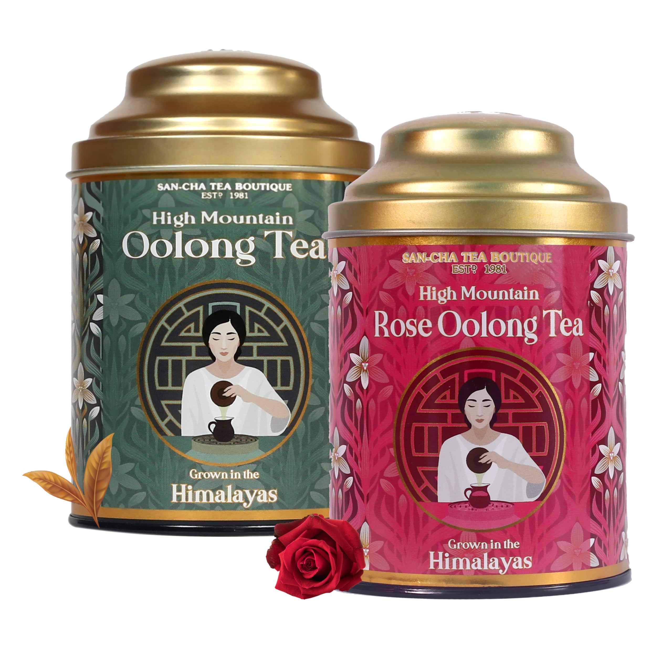 Sancha Tea Boutique, Combo Pack, High Mountain Oolong (50g) & Rose Oolong (50g), Himalayan Harvest, Traditionally Valued for Balance, Lightn