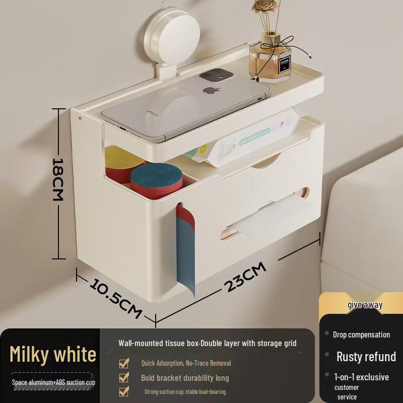 Handon Suction Mount Tissue Box & Facial Towel Holder