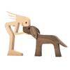 Dog And Human Ornament Rustic Wooden Boy And Dog Decoration Minimalist Puppy